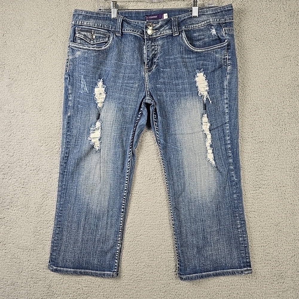 VIGOSS Capri Jeans Cropped Women's Size 17 Blue Denim